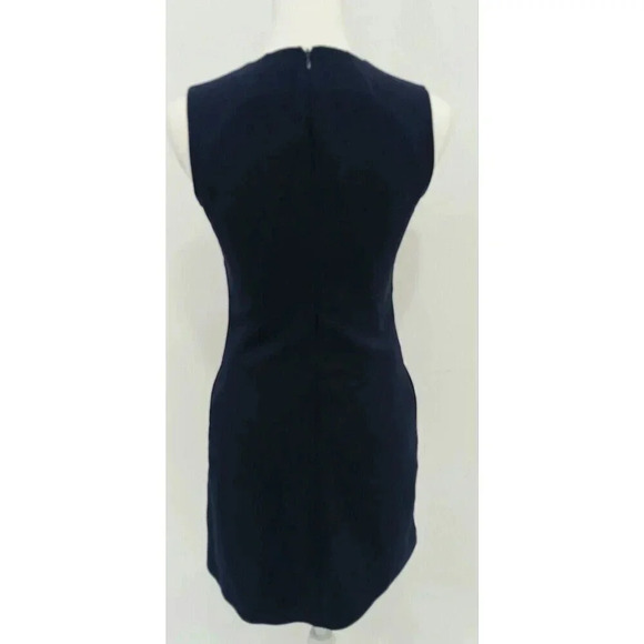 Osman Sleeveless Wrap Asymmetrical Gathered Midi Dress in Navy BLUE Size: 2 - Picture 3 of 10